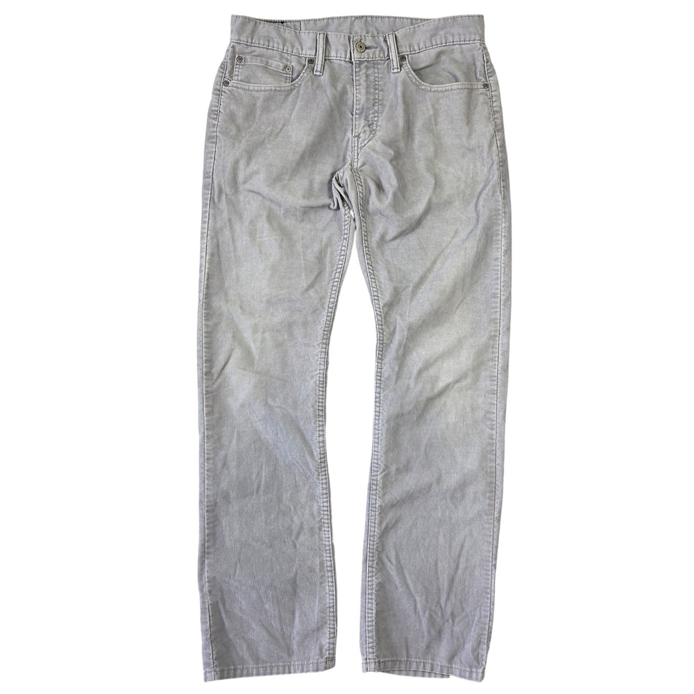 Levis 514 Straight Fit Corduroy‎ Pants Mens 32x32 Light Grey Cotton Blend Casual